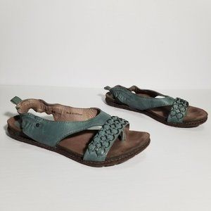 Bussola Blue Leather Chainlink Slingback Sandals